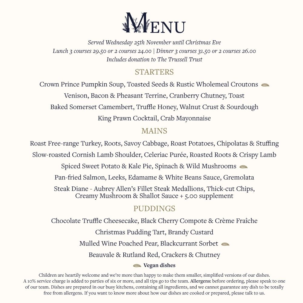 Our Menu Duke of Wellington